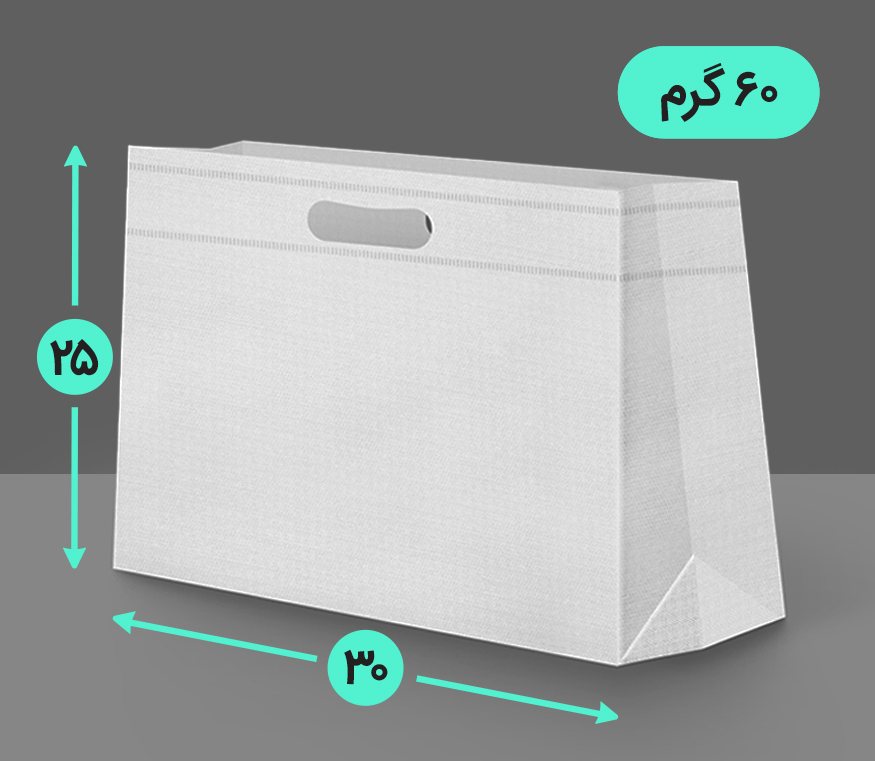 بگ پارچه ای 30*25 افقی سه طرف کاست 60 گرم دسته پانچ