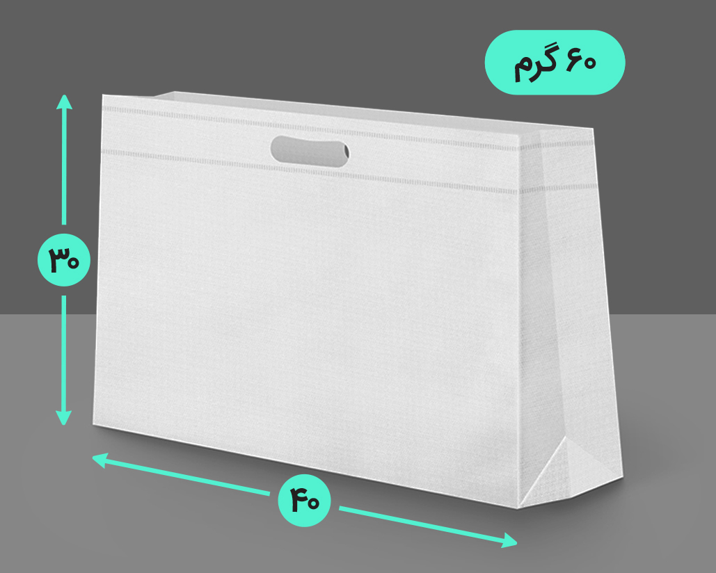 بگ پارچه ای 40*30 افقی سه طرف کاست 60 گرم دسته پانچ