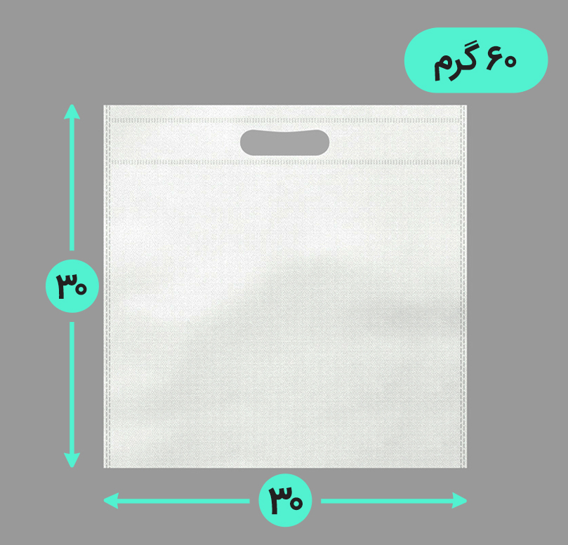 بگ پارچه ای 30*30 فلت 60 گرم دسته پانچ