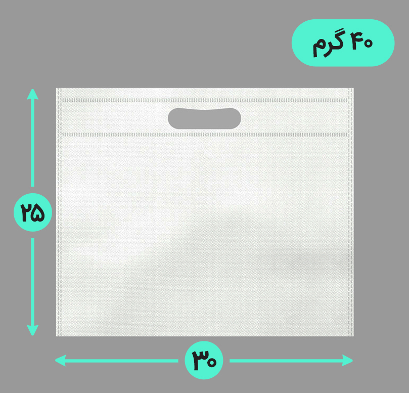 بگ پارچه ای 30*25 افقی فلت 40 گرم دسته پانچ